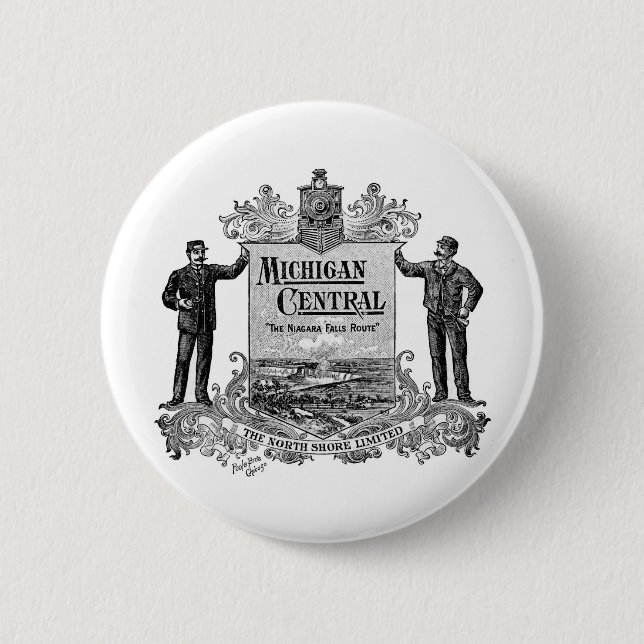 VINTAGE MICHIGAN CENTRAL RAILROAD LOGO PINBACK BUTTON (Front)