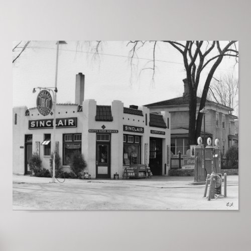Vintage Michigan Gas Station Poster