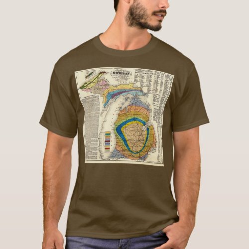 Vintage Michigan Geological Map 1865 T_Shirt