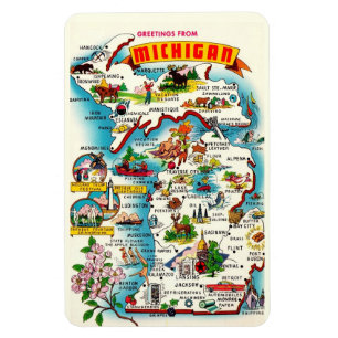Vintage Michigan Map 4 x 6 Magnet
