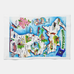 Vintage Michigan Map Kitchen Towel