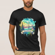 Vintage Michigan Map T-Shirts – Retro us state