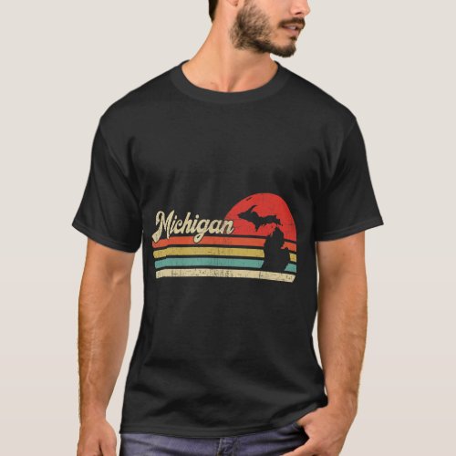 Vintage Michigan State Classic Map Retro Mi Origin T_Shirt