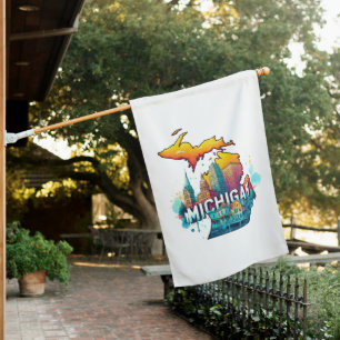 Vintage Michigan state patriotic American map House Flag