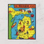 Vintage Michigan Wolverine State Decal Postcard at Zazzle