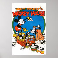 Vintage Mickey and Pluto Poster