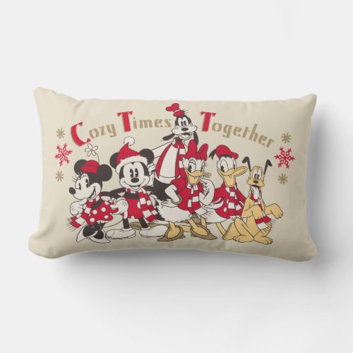 Vintage Mickey  Friends  Cozy Times Together Lumbar Pillow