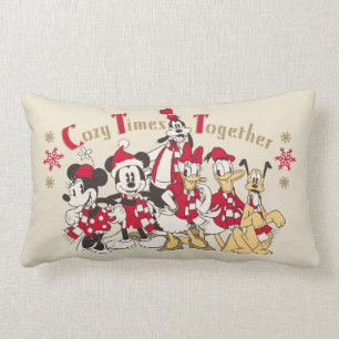 Vintage Mickey & Friends Cozy Times Together Lumbar Pillow
