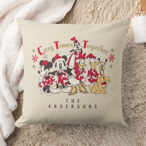 Vintage Mickey  Friends  Cozy Times Together Throw Pillow