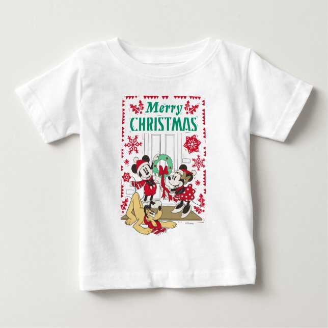Vintage Mickey & Friends | Merry Christmas Baby T-Shirt (Front)