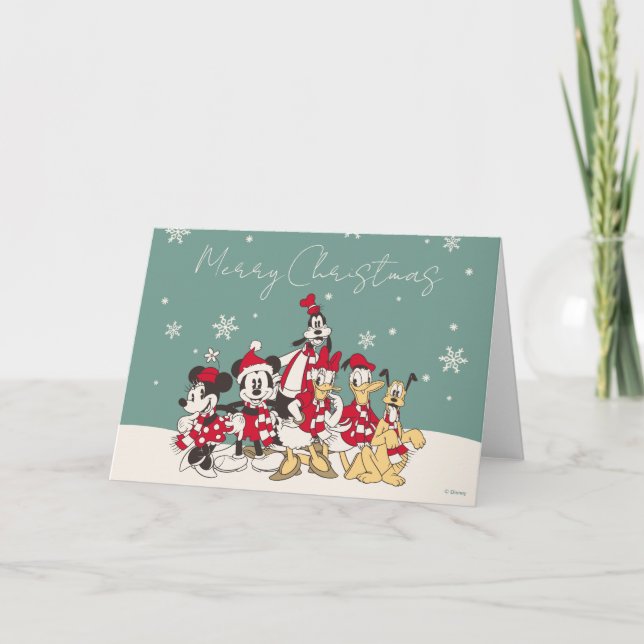 Vintage Mickey & Friends | Merry Christmas Holiday Card (Front)