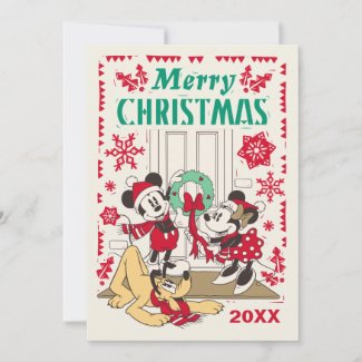 Vintage Mickey & Friends | Merry Christmas Holiday Card