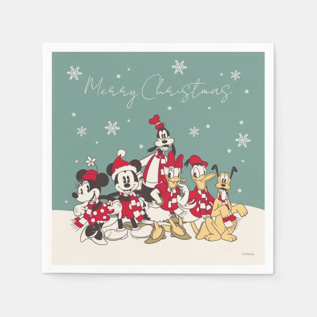 Vintage Mickey & Friends | Merry Christmas Napkins (Front)