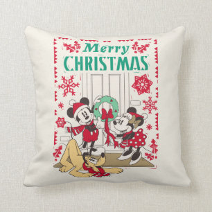 Vintage Mickey & Friends Merry Christmas Throw Pillow