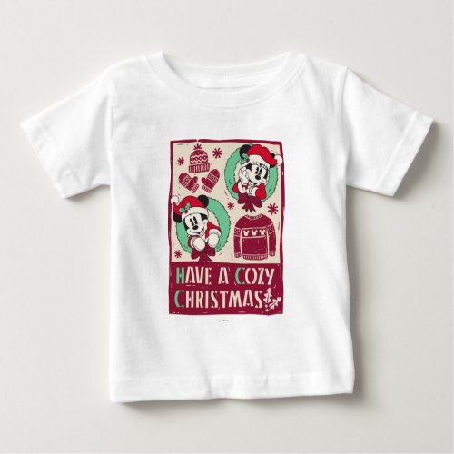 Vintage Mickey  Mickey  Have a Cozy Christmas Baby T_Shirt