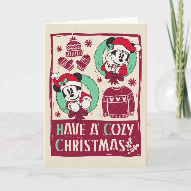 Vintage Mickey & Mickey | Have a Cozy Christmas Holiday Card (Front)