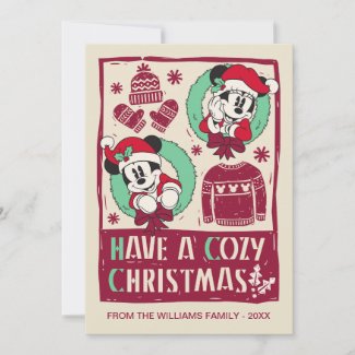 Vintage Mickey & Mickey | Have a Cozy Christmas Holiday Card