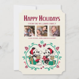 Vintage Mickey & Minnie | Cozy Christmas Holiday Card | Zazzle