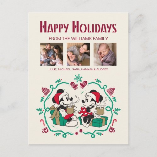 Vintage Mickey  Minnie  Cozy Christmas Holiday Postcard