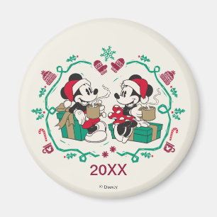 Vintage Mickey & Minnie   Cozy Christmas Magnet