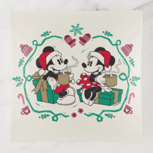 Vintage Mickey & Minnie   Cozy Christmas Trinket Tray