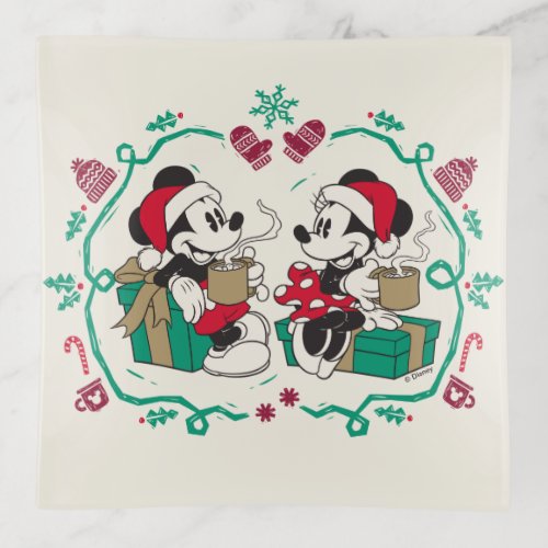 Vintage Mickey  Minnie  Cozy Christmas Trinket Tray