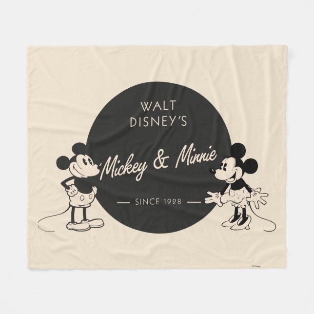 Vintage Mickey & Minnie Fleece Blanket (Front (Horizontal))