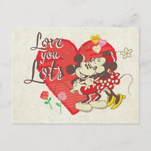 Vintage Mickey  Minnie  Love You Lots Postcard