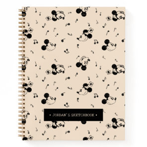 Vintage Mickey & Minnie Music | Add Name Sketch Notebook