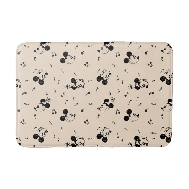 Vintage Mickey & Minnie Music Pattern Bathroom Mat (Front)