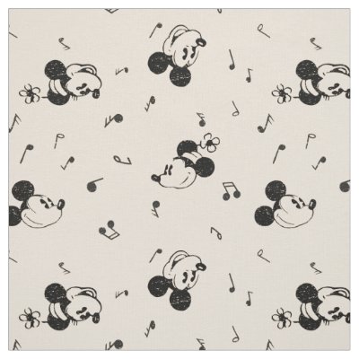Vintage Mickey &amp; Minnie Music Pattern Fabric