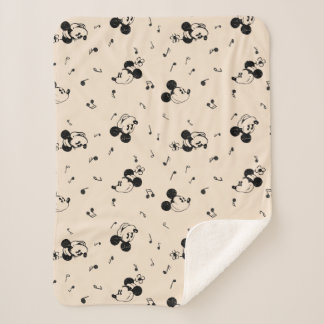 Vintage Mickey & Minnie Music Pattern Sherpa Blanket