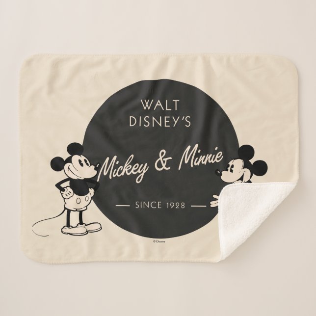Vintage Mickey & Minnie Sherpa Blanket (Front (Horizontal))