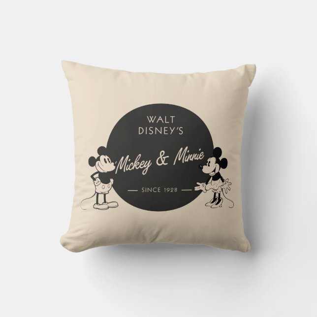 Vintage Mickey & Minnie Throw Pillow (Front)