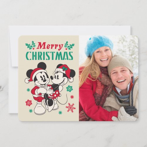 Vintage Mickey & Minnie | Warm & Cozy Holiday Card - It's time to share the warmth of the holidays with Mickey and Minnie in this cute vintage graphic.