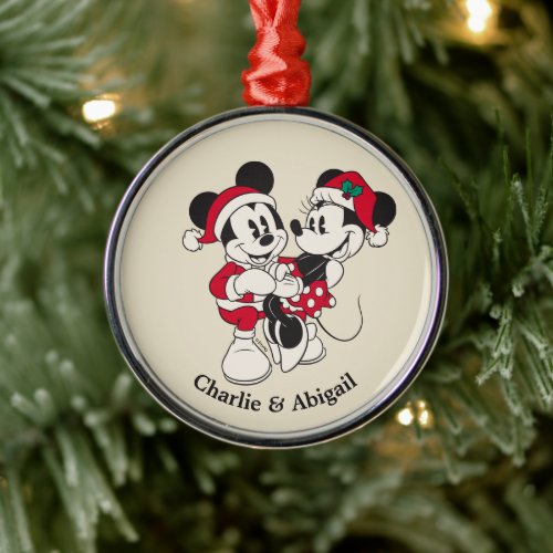 Vintage Mickey  Minnie  Warm  Cozy Metal Ornament