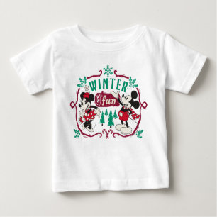 Vintage Mickey & Minnie Winter Fun Baby T-Shirt