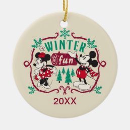 Vintage Mickey &amp; Minnie | Winter Fun Ceramic Ornament