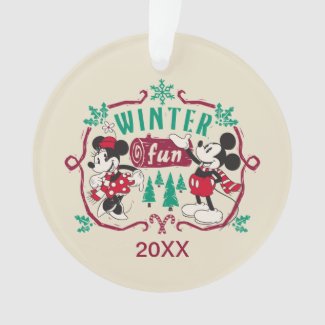 Vintage Mickey & Minnie | Winter Fun Ornament