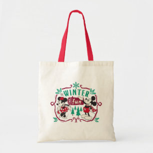 Vintage Mickey & Minnie Winter Fun Tote Bag