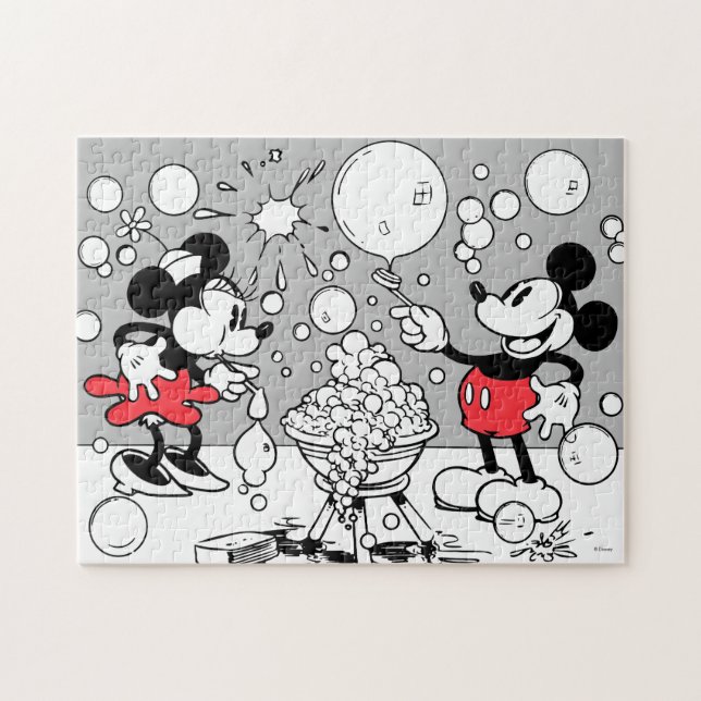 Vintage Mickey & Minnnie Blowing Bubbles Jigsaw Puzzle (Horizontal)