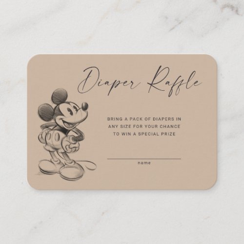 Vintage Mickey Mouse Baby Shower Diaper Raffle Place Card