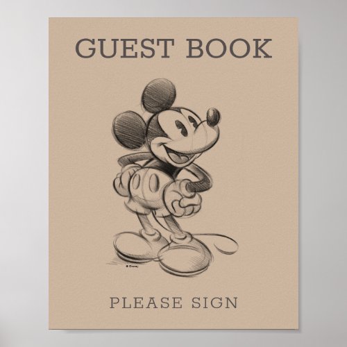 Vintage Mickey Mouse Baby Shower Guest Book
