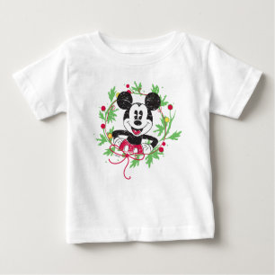 Vintage Mickey Mouse   Christmas Wreath Baby T-Shirt
