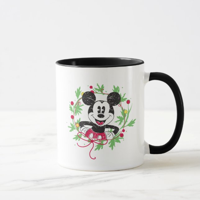 Vintage Mickey Mouse | Christmas Wreath Mug (Right)
