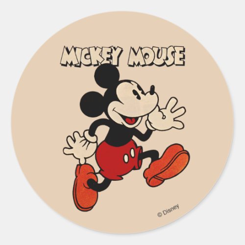 Vintage Mickey Mouse Classic Round Sticker