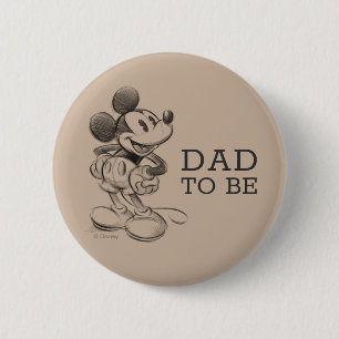 Vintage Mickey Mouse Dad to Be Baby Shower Button