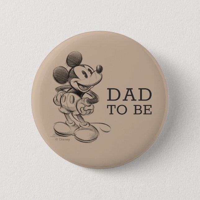 Vintage Mickey Mouse Dad to Be Baby Shower Button (Front)