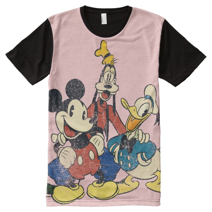 Vintage Mickey Mouse & Friends 2 All-Over-Print T-Shirt | Zazzle.com