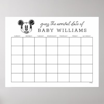 Vintage Mickey Mouse | Guess the Due Date Poster
